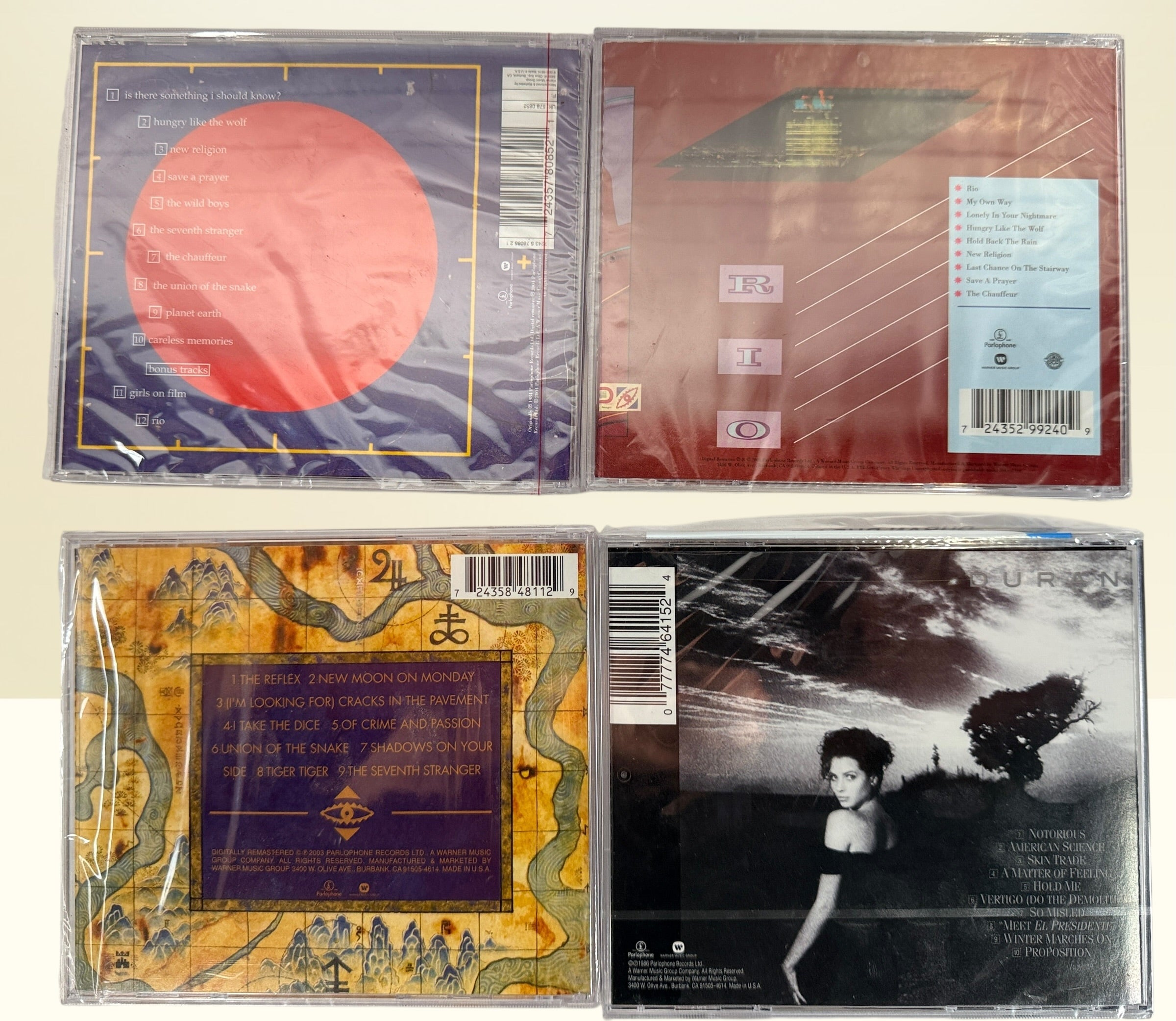 Factory sealed Duran Duran 7 CD album lot including Rio, Arena, Seven and the Ragged Tiger and more. New wave pop collection bundle.