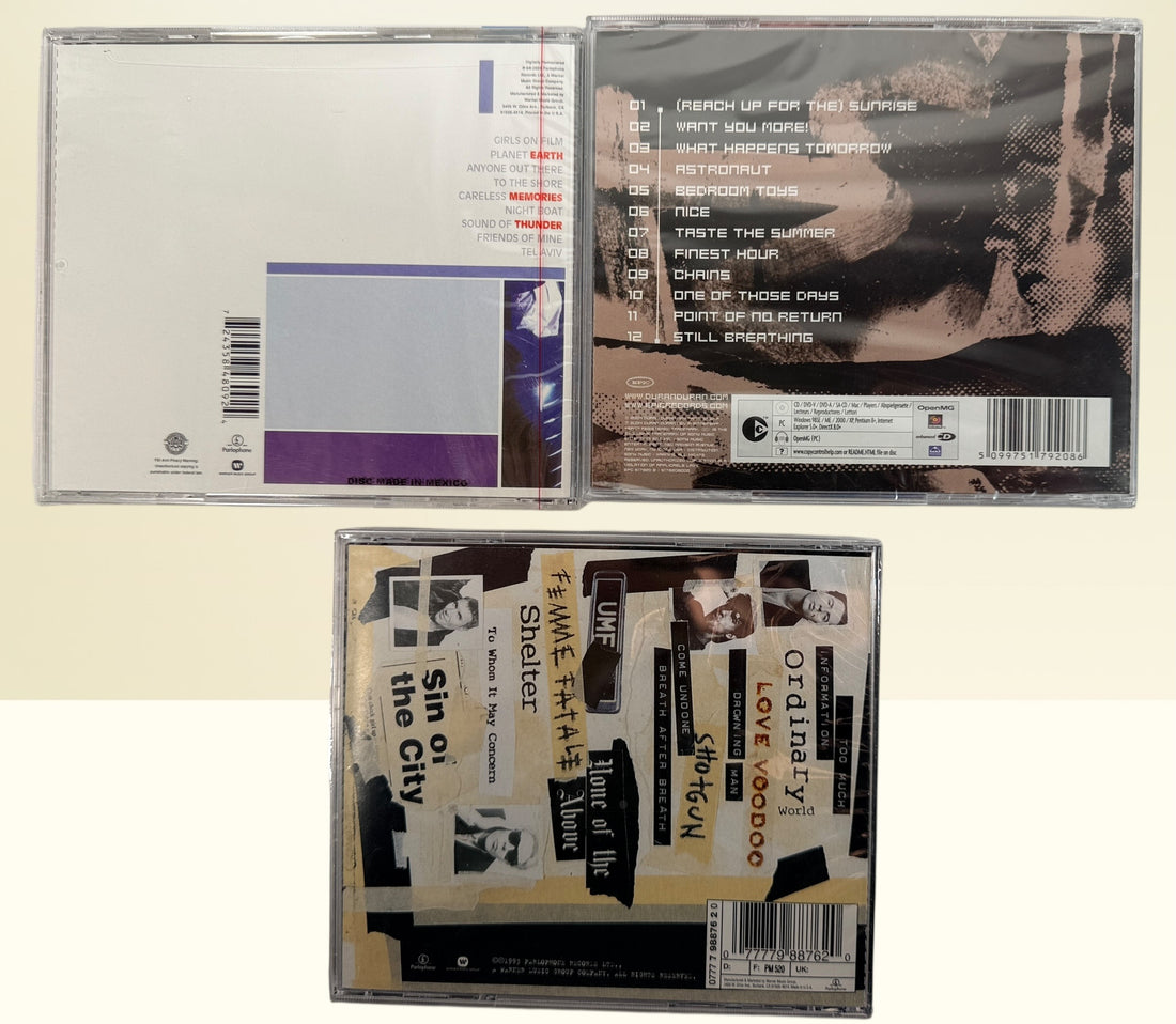 Factory sealed Duran Duran 7 CD album lot including Rio, Arena, Seven and the Ragged Tiger and more. New wave pop collection bundle.