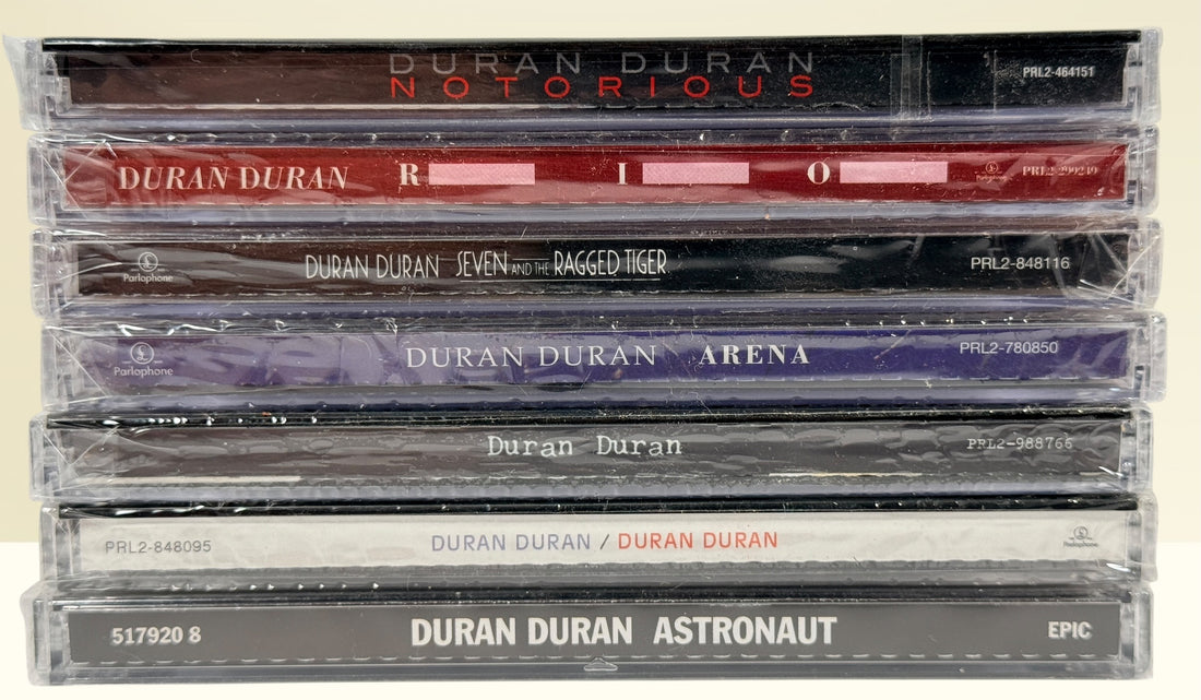 Factory sealed Duran Duran 7 CD album lot including Rio, Arena, Seven and the Ragged Tiger and more. New wave pop collection bundle.
