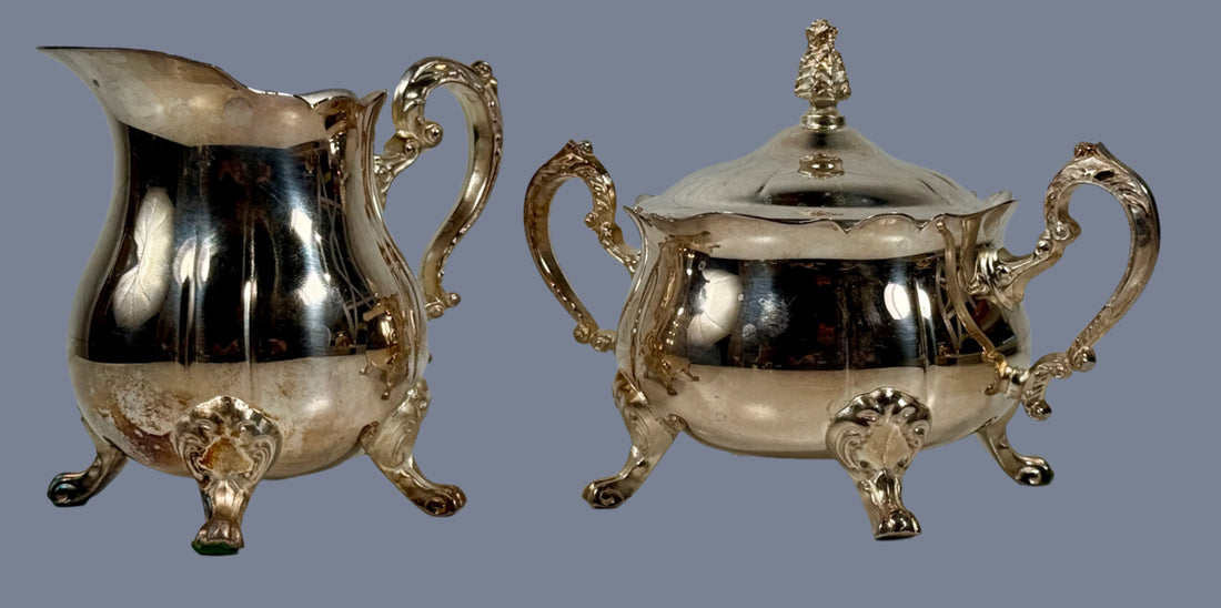 Vintage Leonard Silverplate Creamer & Sugar Bowl Set – Rococo