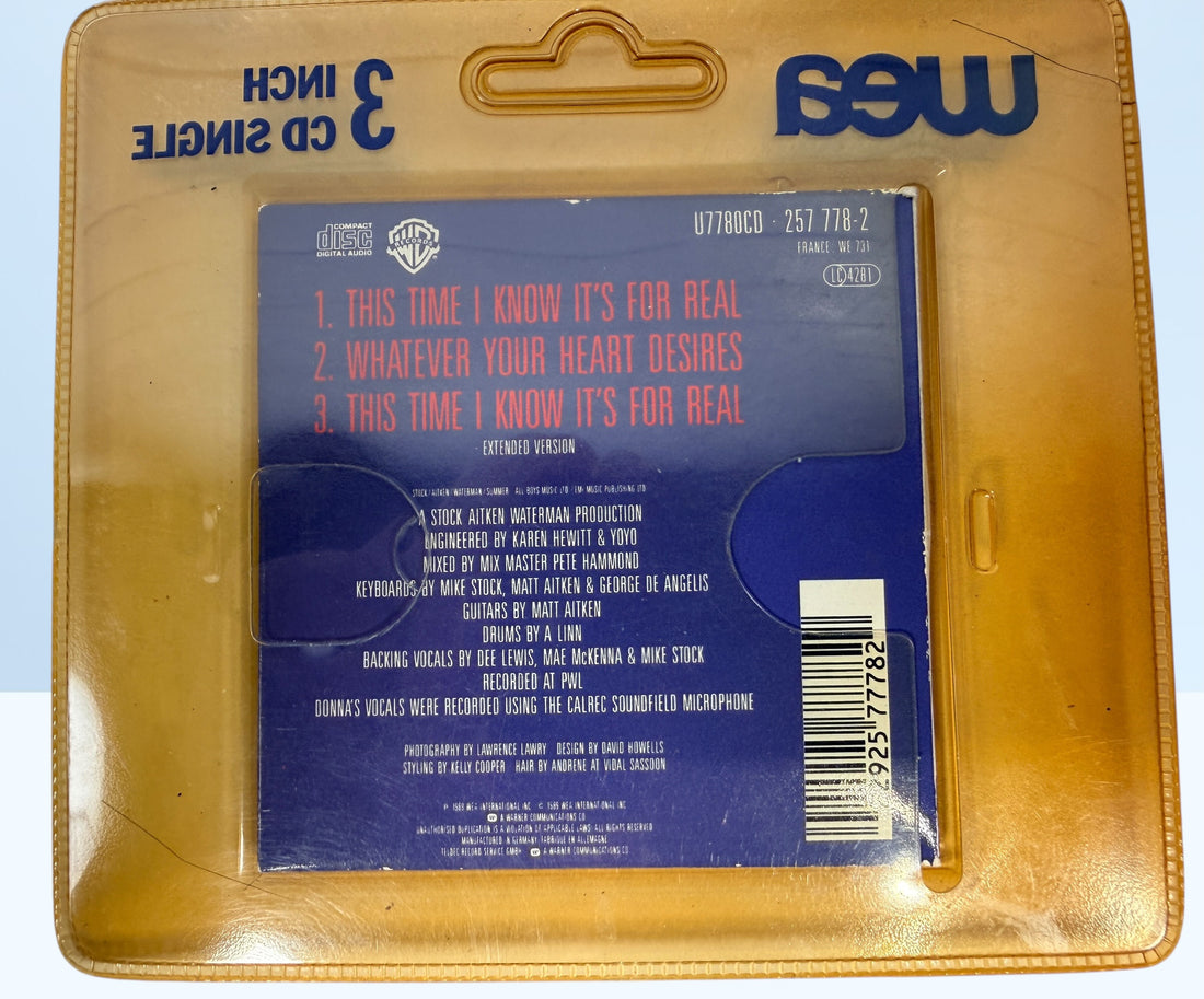 Vintage Donna Summer 3-inch CD singles lot, late 1980s WEA Germany pressings including one sealed copy. Collectible mini CD pop format set.