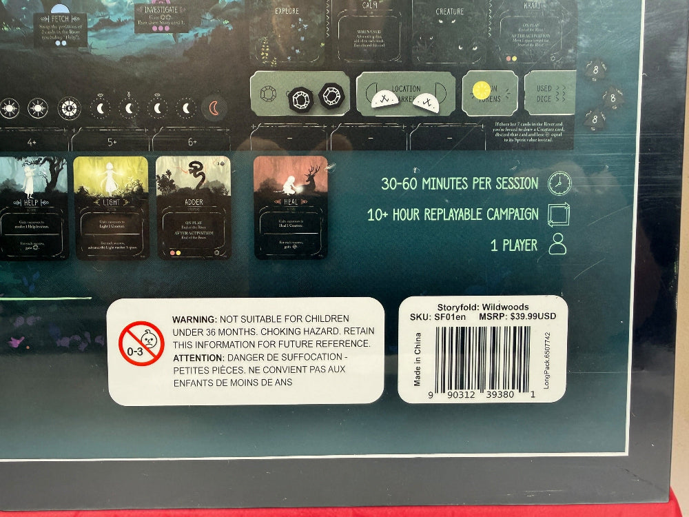 Storyfold: Wildwoods sealed solo board game bundle with resin dice, neoprene playmat, enamel pins and Kickstarter Exclusive Pack by Open Owl Studios.
