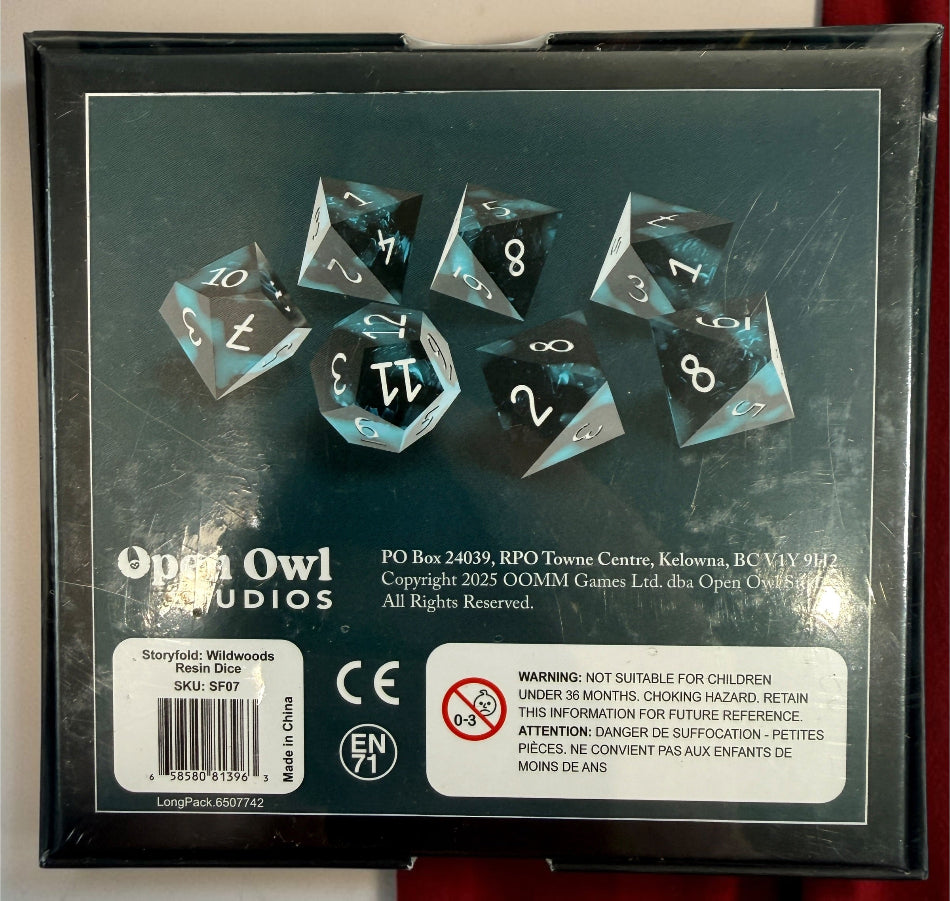 Storyfold: Wildwoods sealed solo board game bundle with resin dice, neoprene playmat, enamel pins and Kickstarter Exclusive Pack by Open Owl Studios.