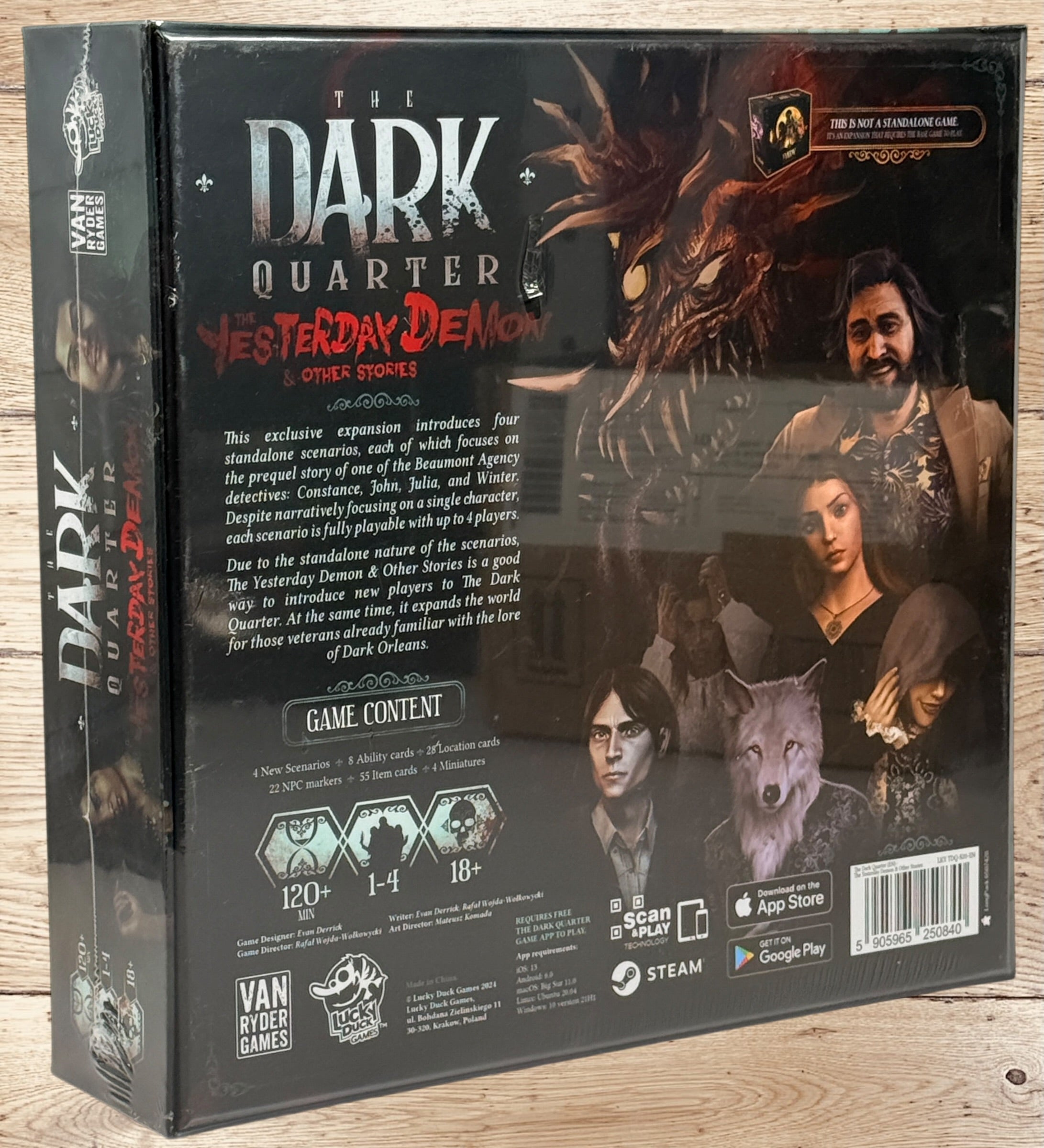 Sealed Dark Quarter Yesterday Demon horror board game. Adult narrative tabletop game by Van Ryder Games. Collector boxed edition, great condition.