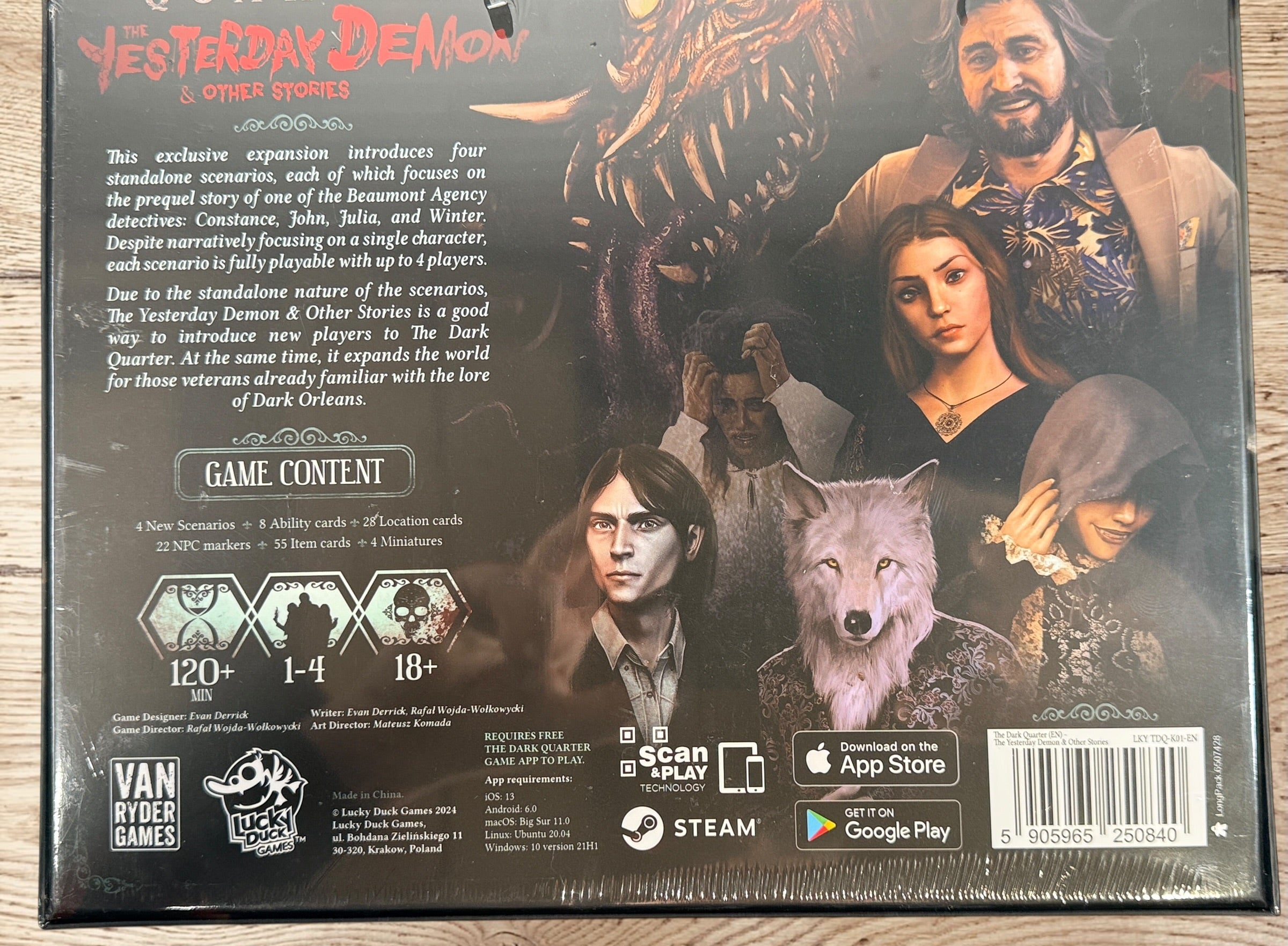 Sealed Dark Quarter Yesterday Demon horror board game. Adult narrative tabletop game by Van Ryder Games. Collector boxed edition, great condition.