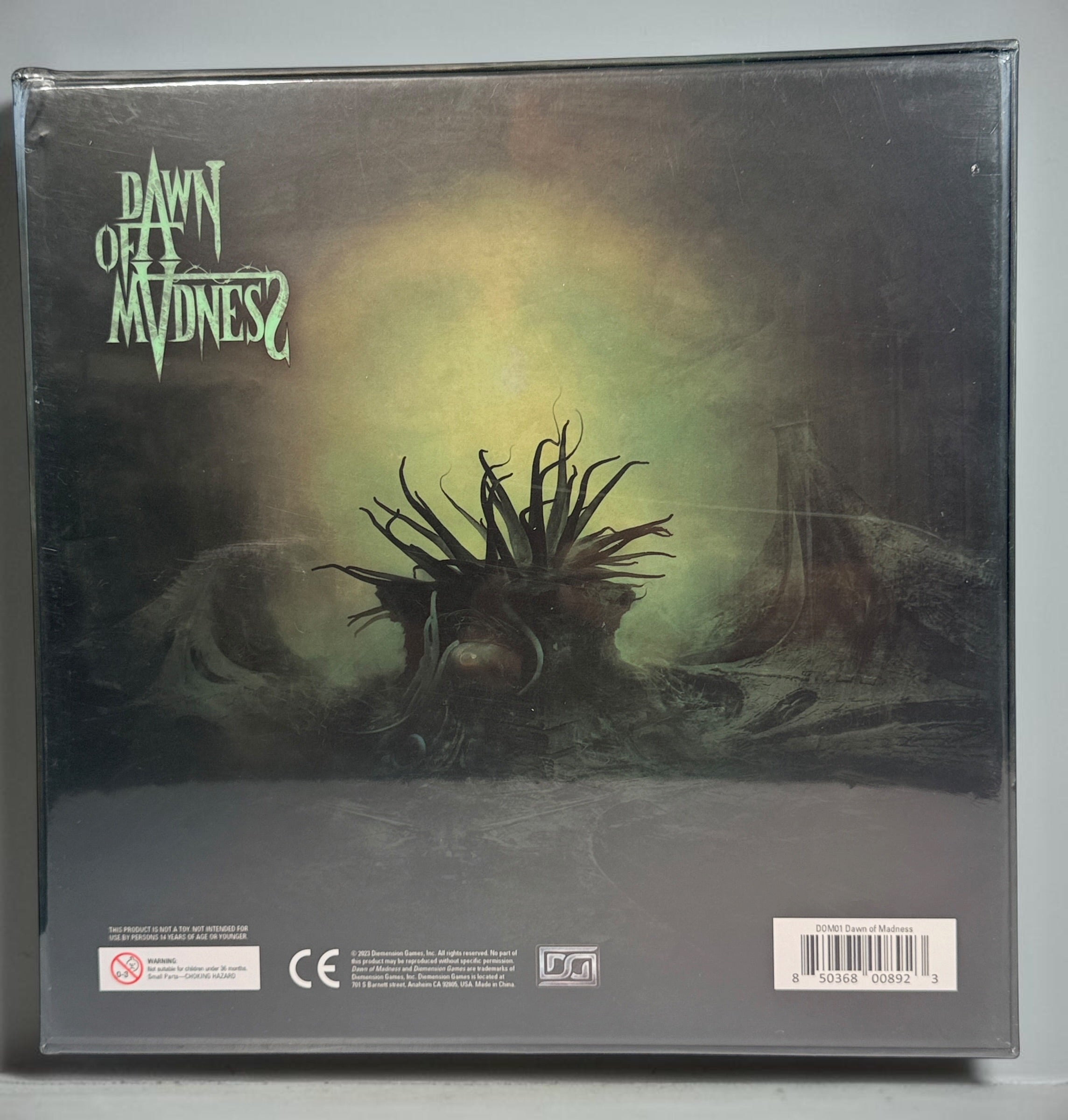 Dawn of Madness DOM01 core board game by Diemension Games. Factory sealed 2023 edition with original packaging. Dark narrative horror adventure.