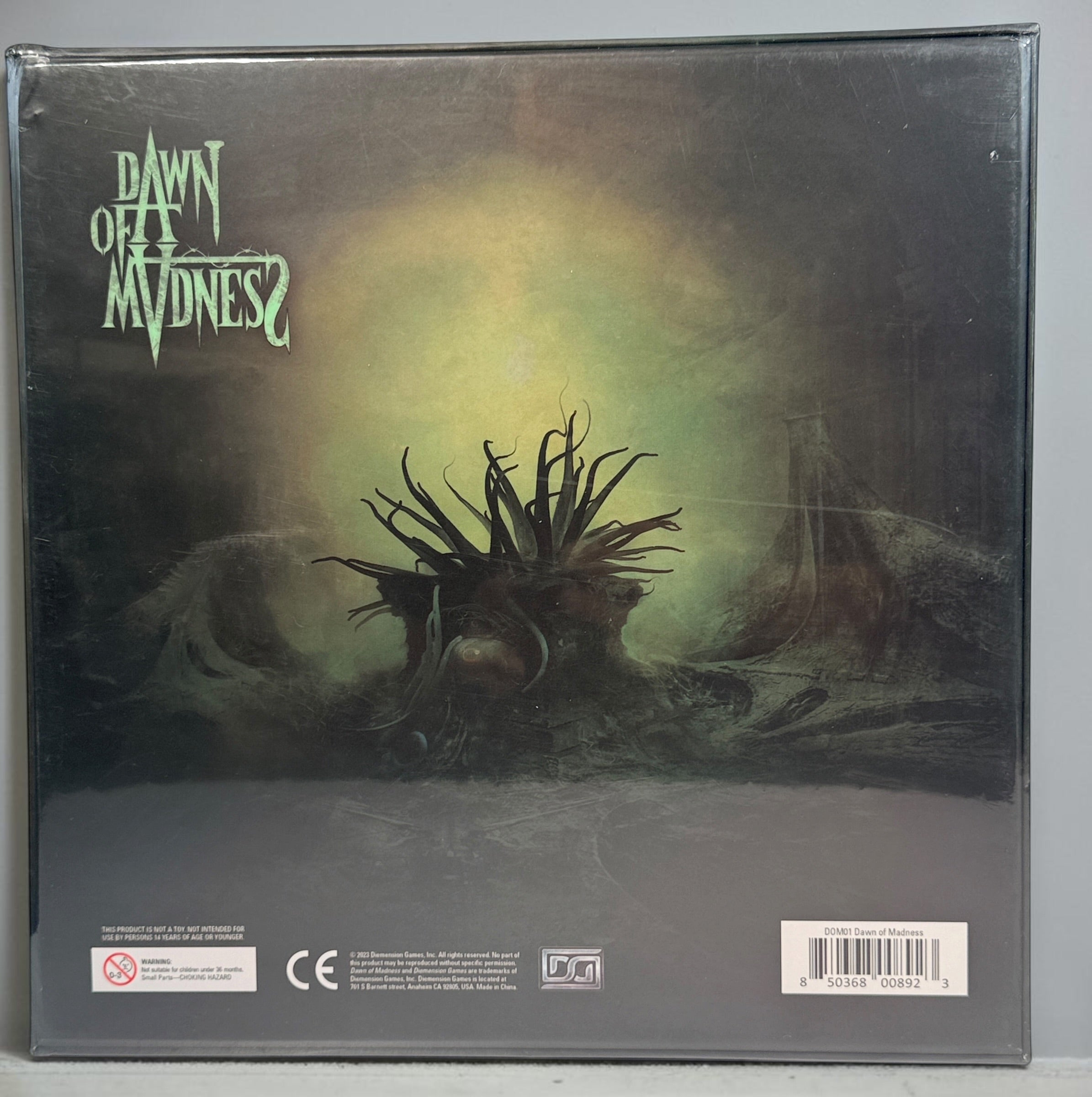Dawn of Madness DOM01 core board game by Diemension Games. Factory sealed 2023 edition with original packaging. Dark narrative horror adventure.