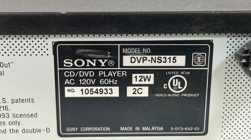 Vintage SONY, DVP-NS315  DVD- CD- Video CD  , Player. NO REMOTE CONTROL