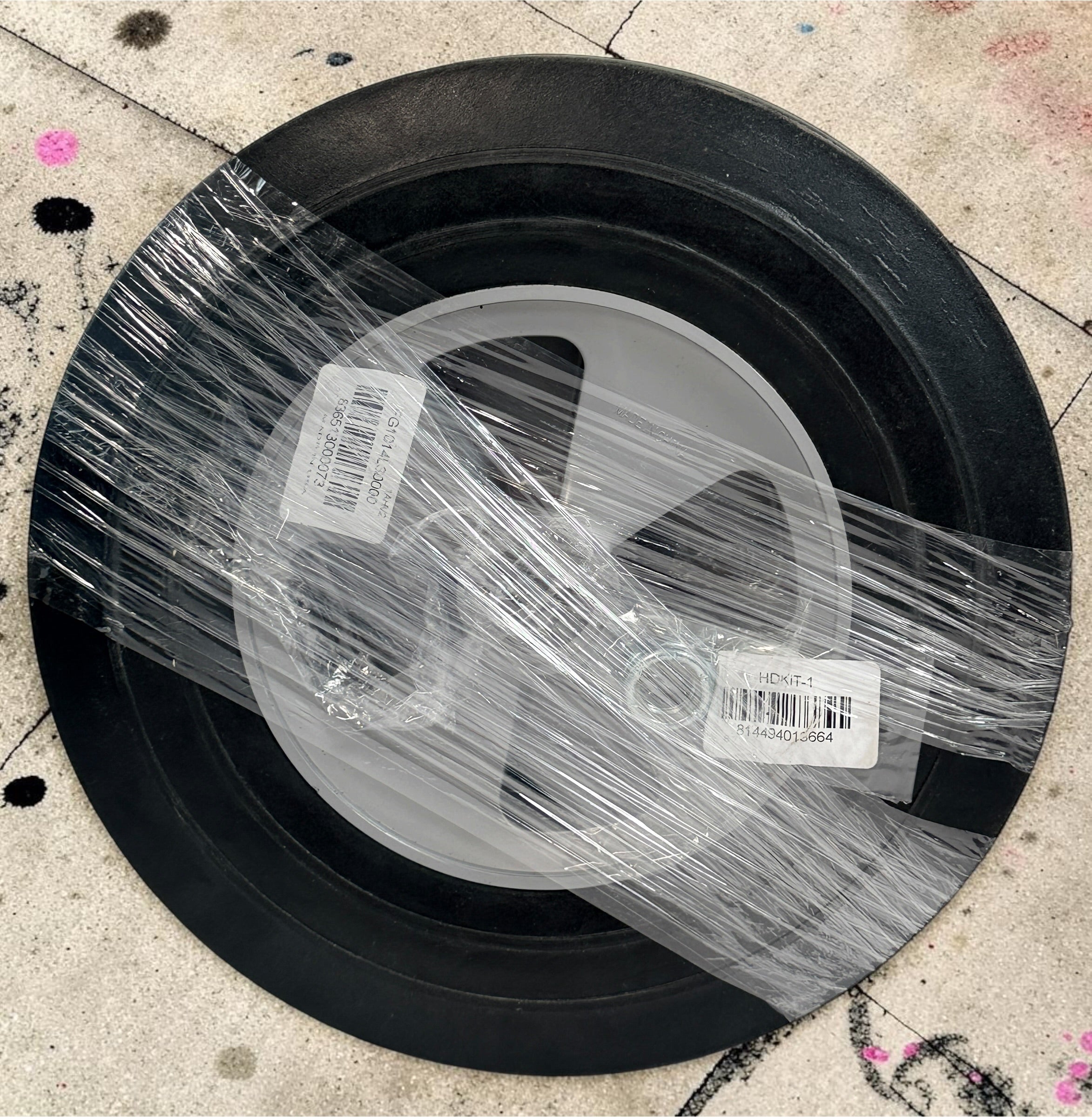 Uline H-1109-LGWHL 12” x 3” replacement wheel for 1 cu. yd. utility tilt trucks. Unused old stock, made in China. Commercial-grade replacement part.