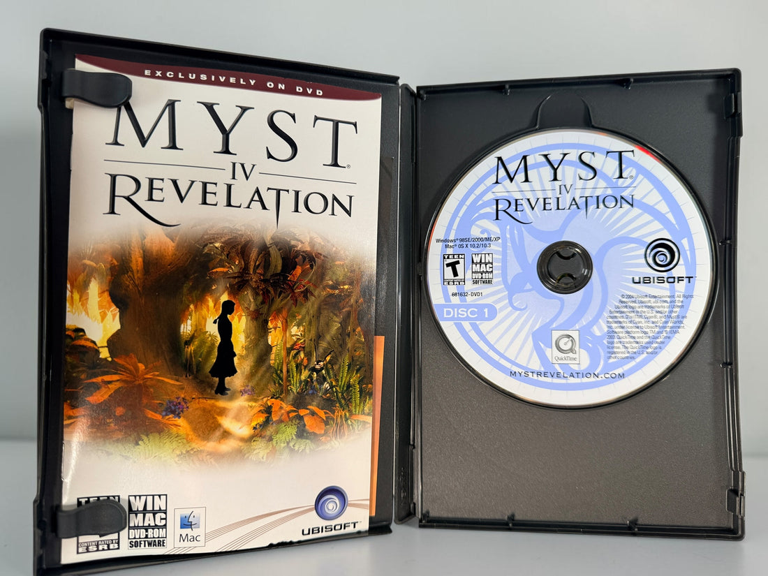 2004 Myst IV: Revelation Limited Edition for PC/Mac with Myst III: Exile, 3 discs and original packaging. Classic Ubisoft adventure game set.