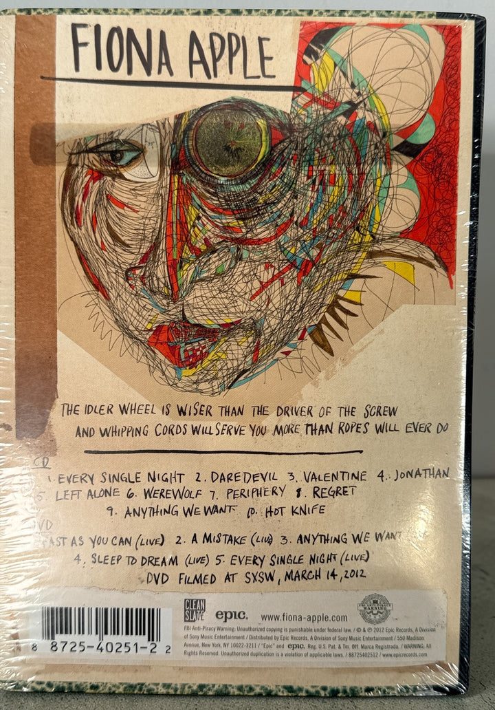 Sealed Fiona Apple The Idler Wheel deluxe CD DVD 2012 hardbound edition with live SXSW footage. Collectible alternative art pop release in book format.