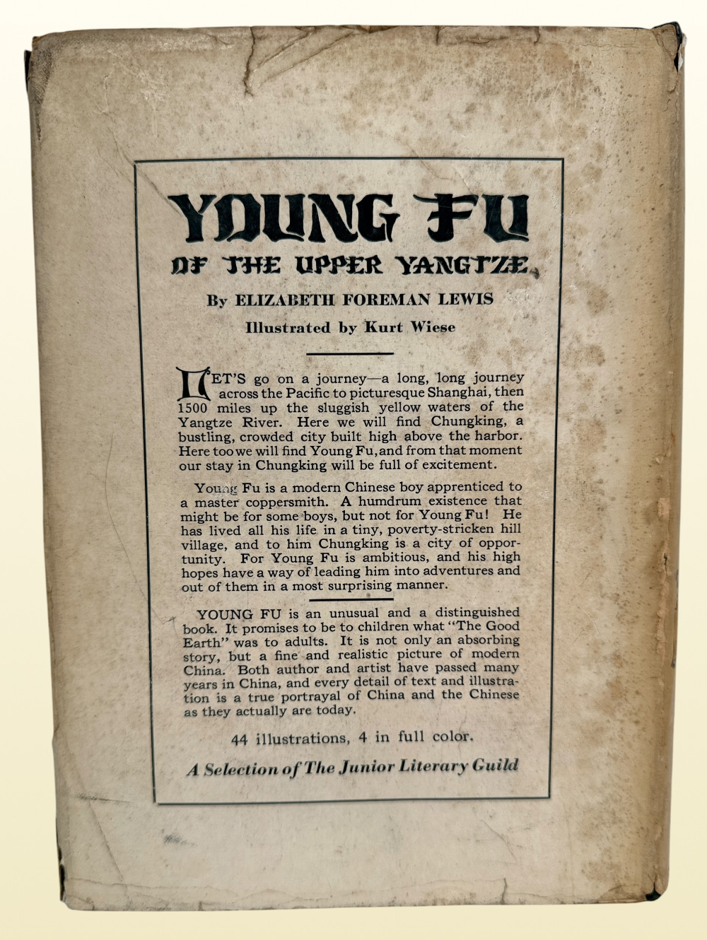 Vintage 1932 Young Fu of the Upper Yangtze by Elizabeth Foreman Lewis, illustrated by Kurt Wiese, with scarce original illustrated dust jacket.