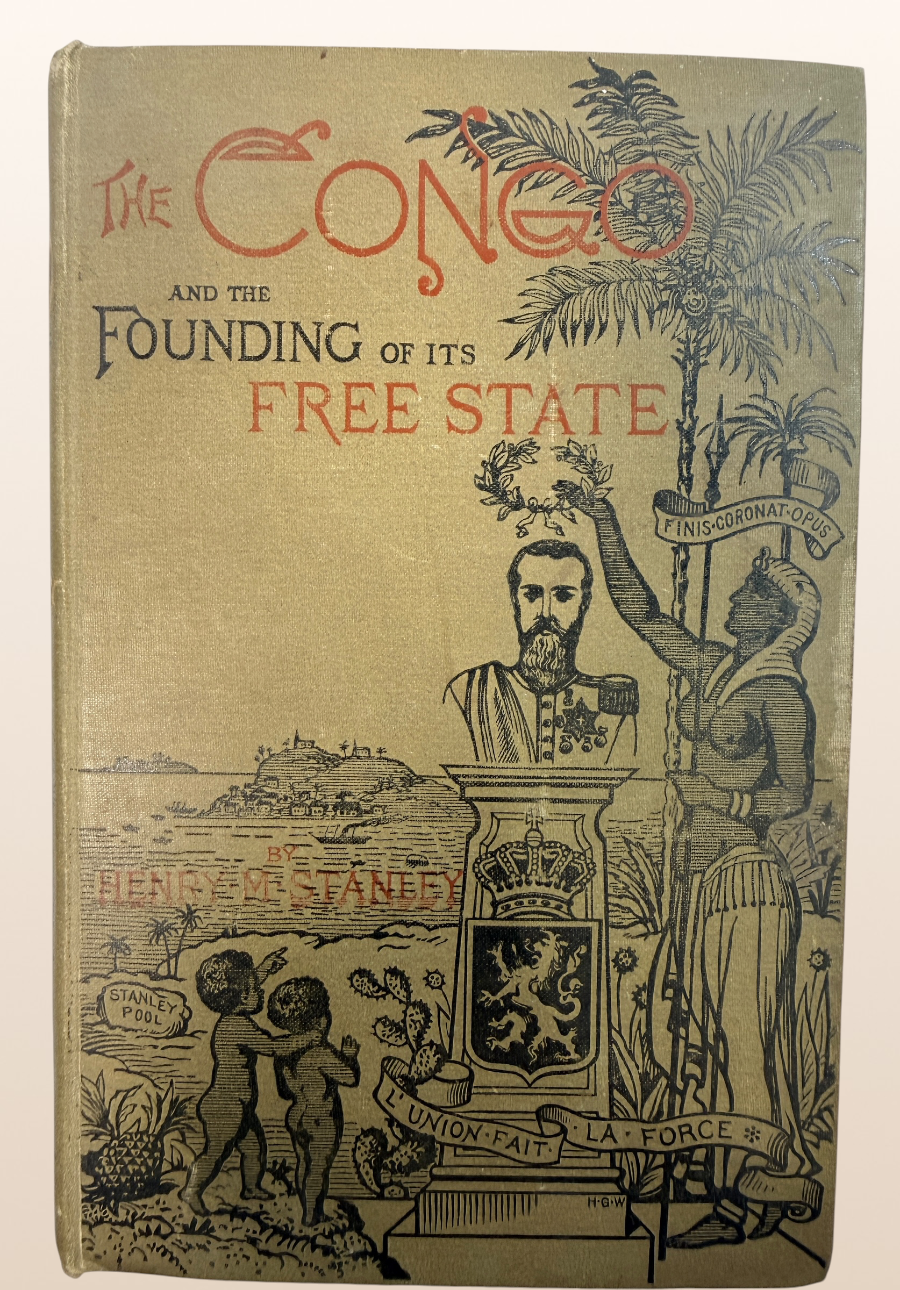 1885 first London edition of Henry M. Stanley’s The Congo, Vol. II, with original illustrated cloth binding, engravings and folding map.