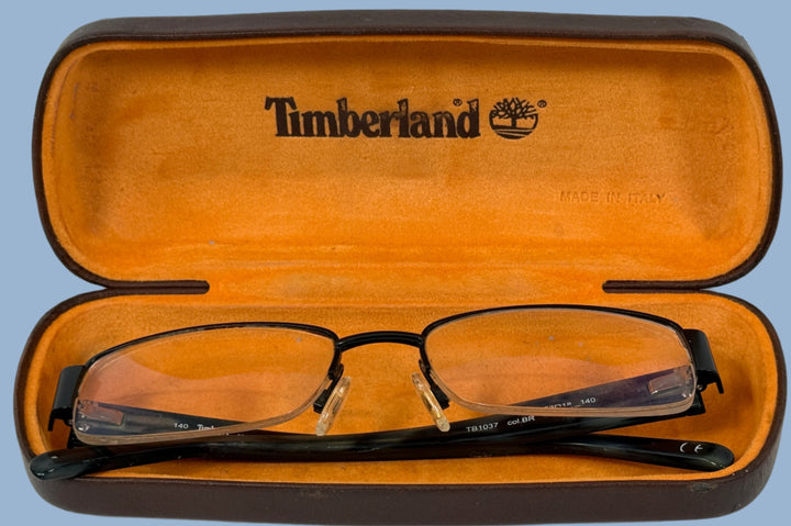 Timberland TB1077 Semi-Rimless Eyeglasses – Black – 50-18-140, With Original Case