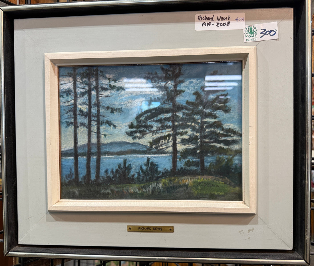 Pastel encadré du milieu du siècle « Lac Brome » – Richard Nevin