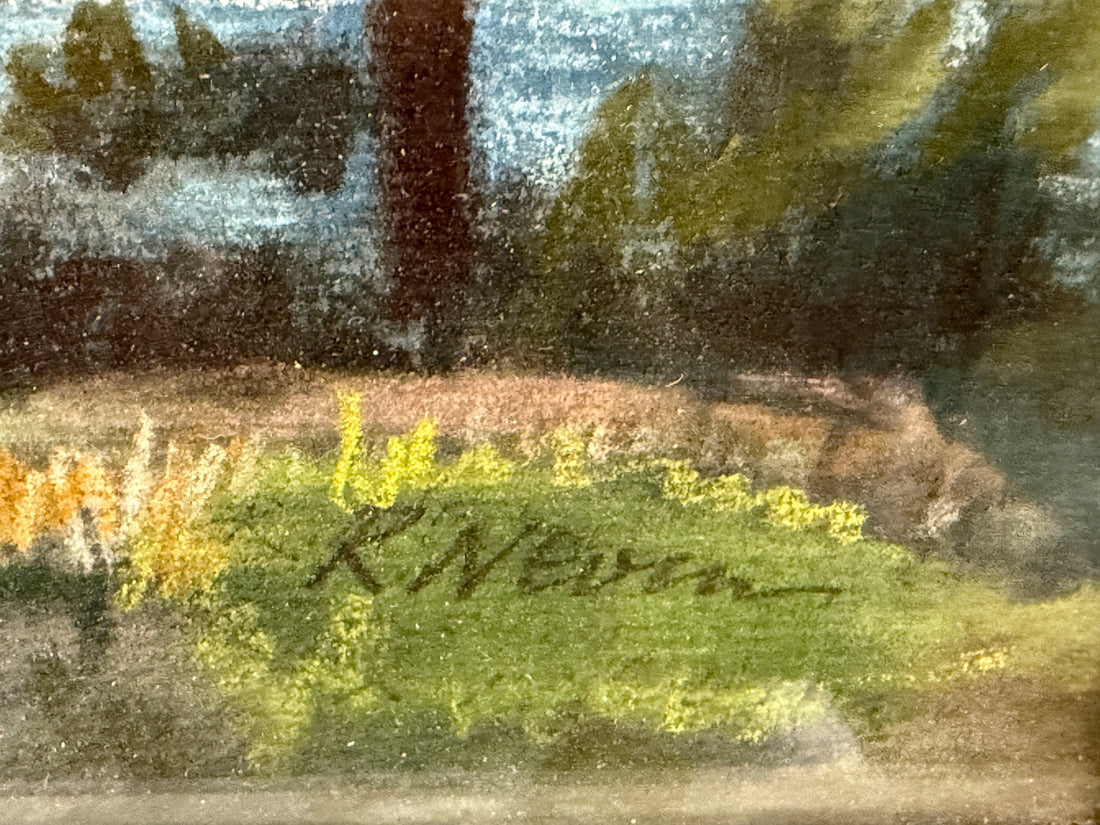 Pastel encadré du milieu du siècle « Lac Brome » – Richard Nevin