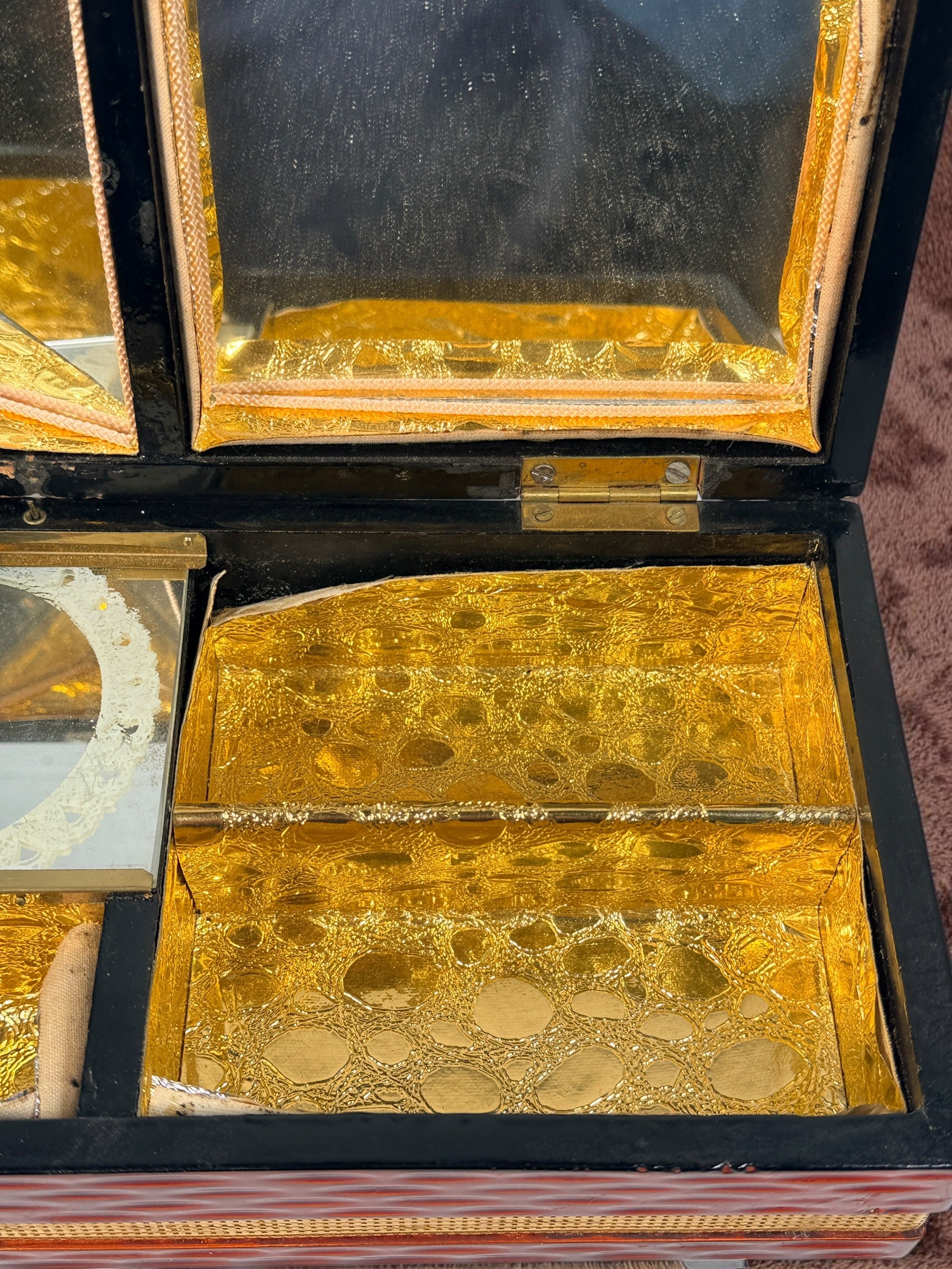 Boîte à bijoux musicale japonaise vintage – Ballerine et miroirs
