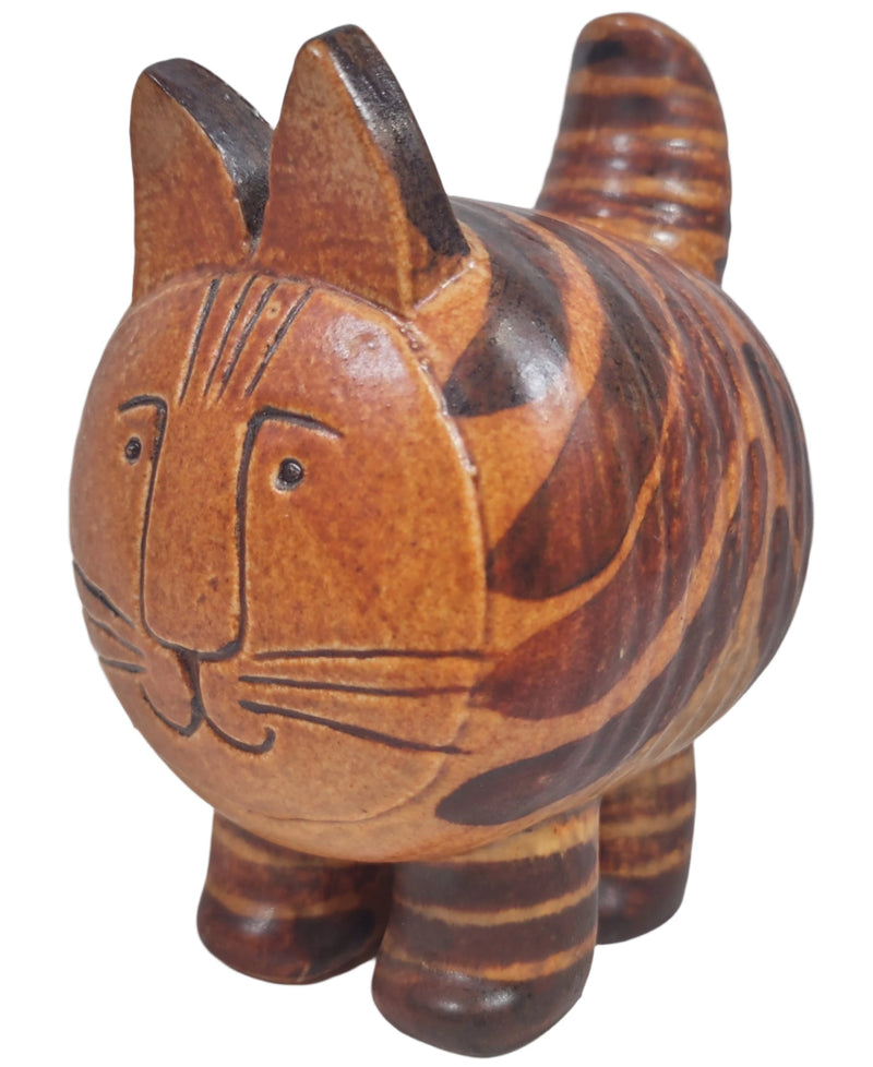 Ceramic Striped  Cat Sculpture. Lisa Larson, Sweden