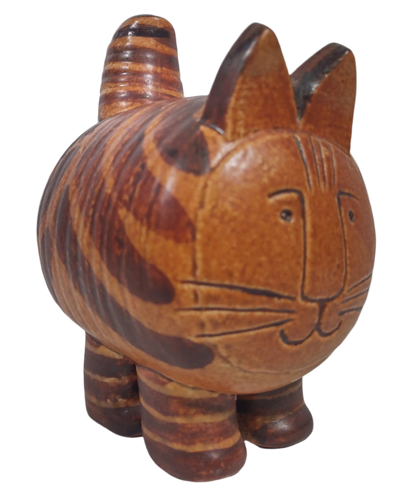 Ceramic Striped  Cat Sculpture. Lisa Larson, Sweden