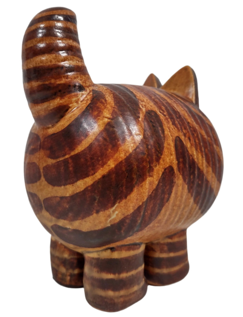 Ceramic Striped  Cat Sculpture. Lisa Larson, Sweden