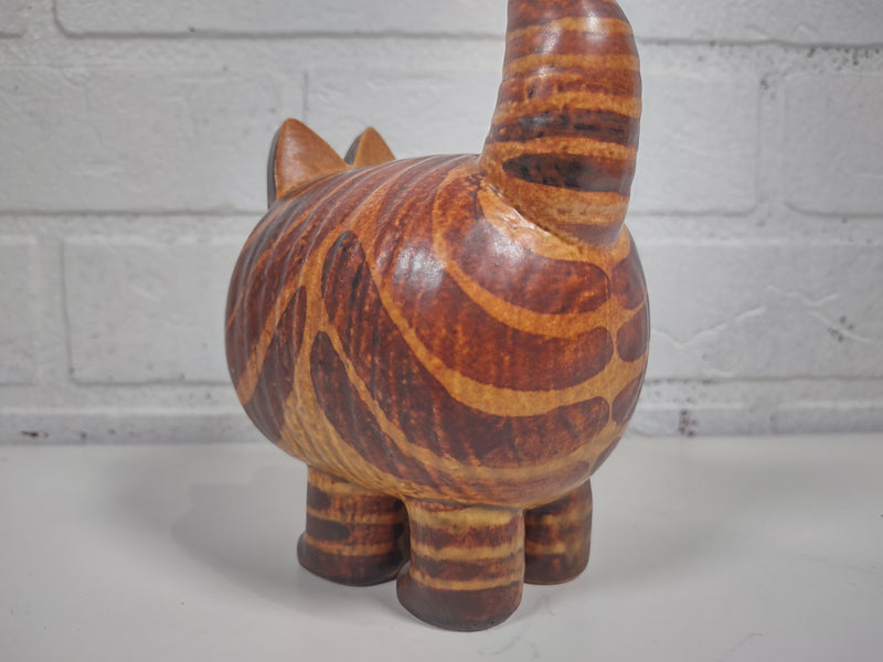 Ceramic Striped  Cat Sculpture. Lisa Larson, Sweden