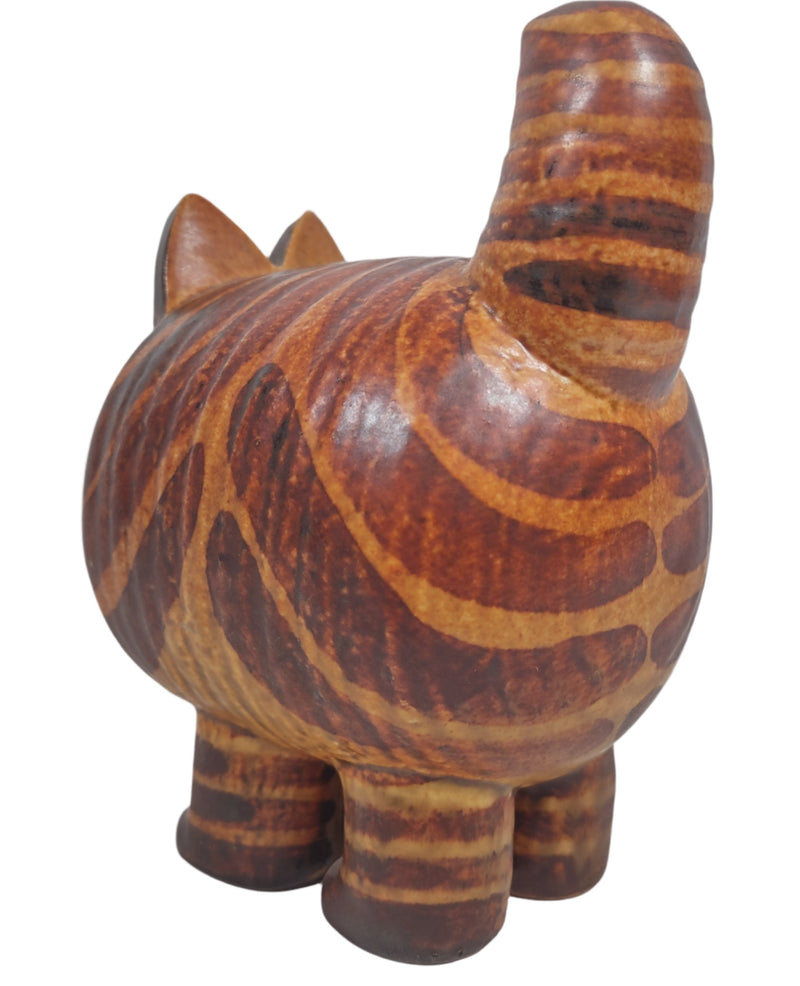 Ceramic Striped  Cat Sculpture. Lisa Larson, Sweden