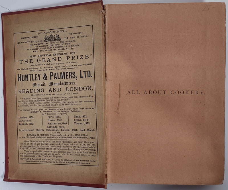 Mrs.  Beeton's, All About Cookery,  Edition, 1900, Antique