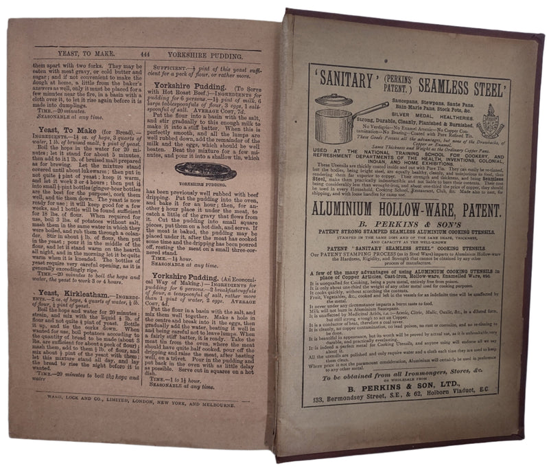 Mme Beeton's, Tout sur la cuisine, édition, 1900, antiquité