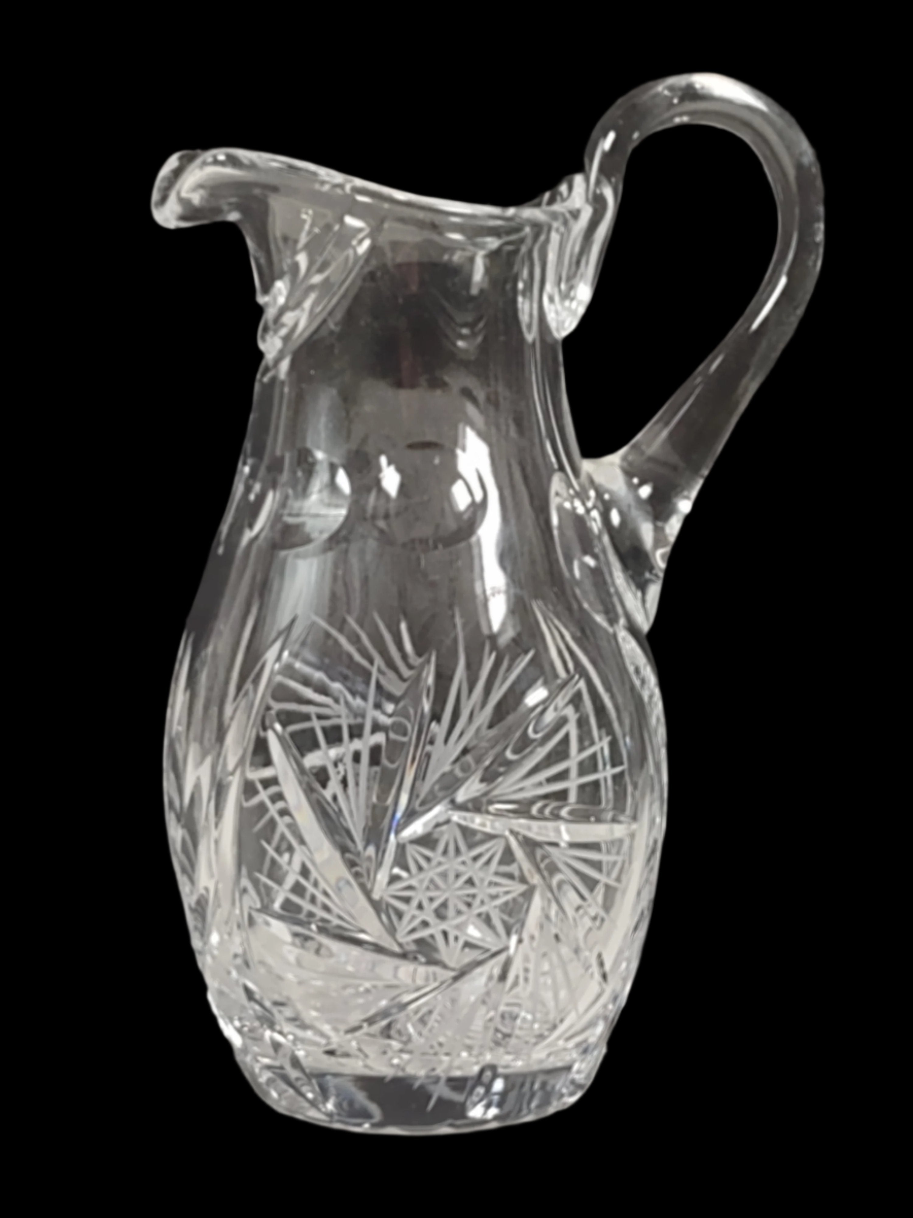 J Hoare Eleanor American Cut Crystal Pinwheel Pitcher