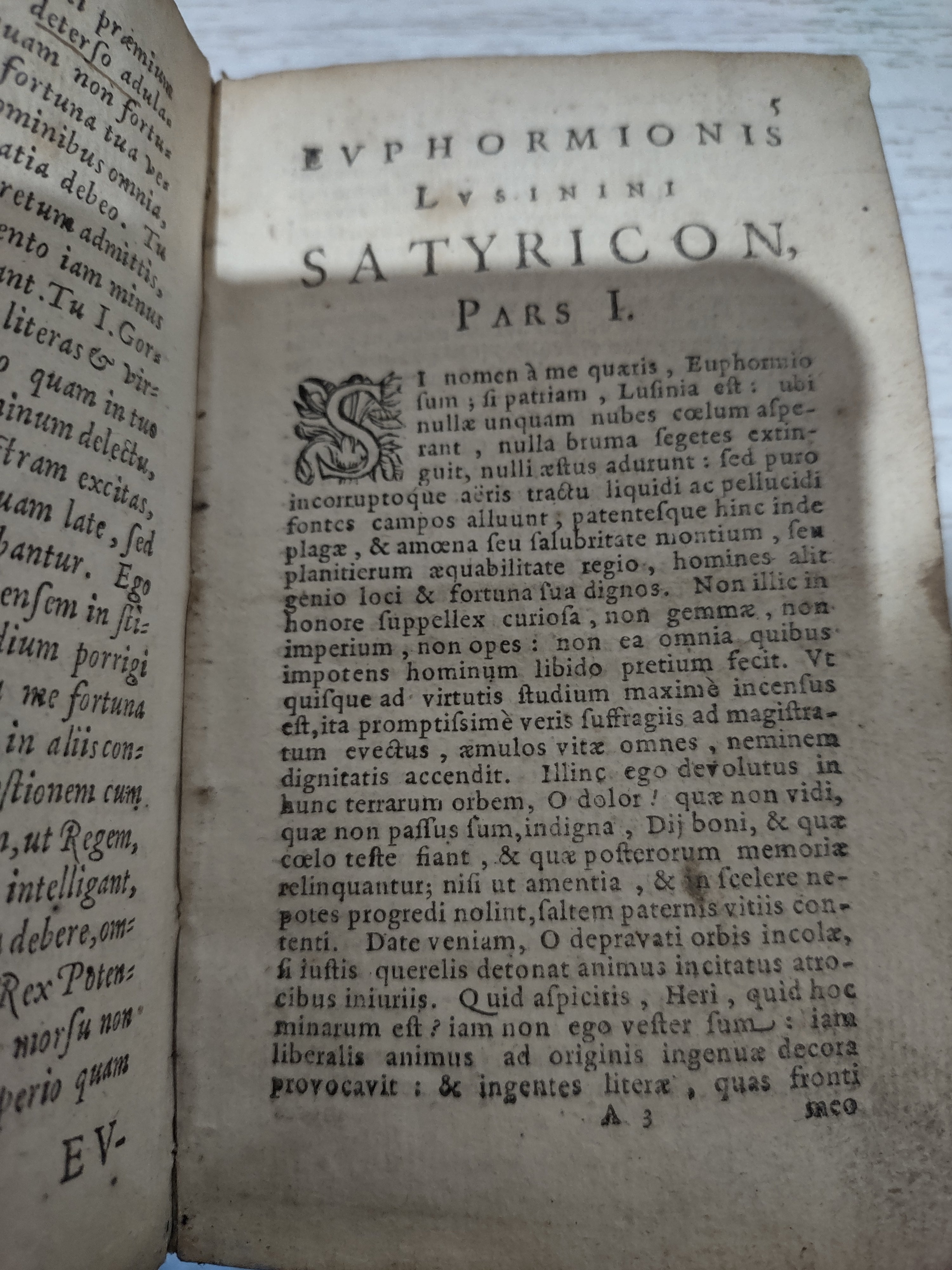 Livre ancien et rare 1619, Evphormionis Lvsinini Satyricon,