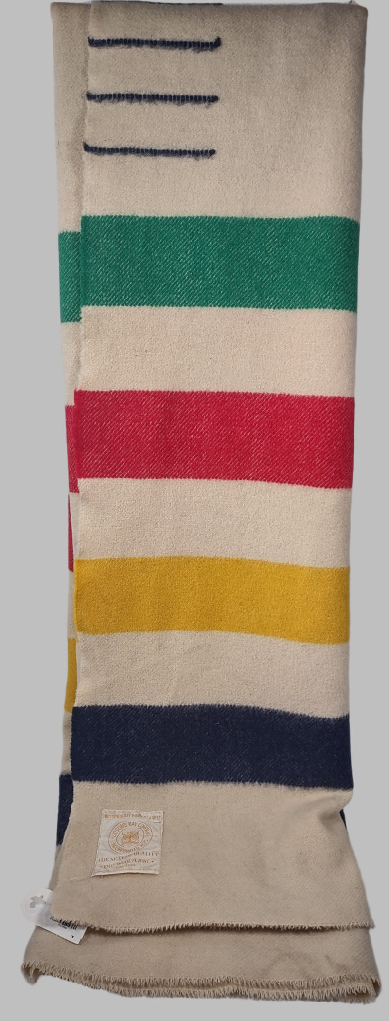 Original Vintage Queen Size Hudson Bay “point” Wool Blanket