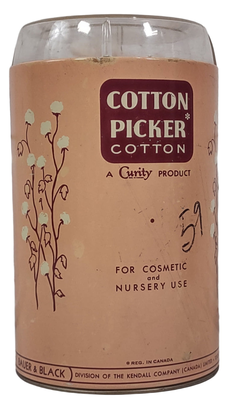 Vintage 1950s Curity Cotton Picker 6763, Tin Dispenser.