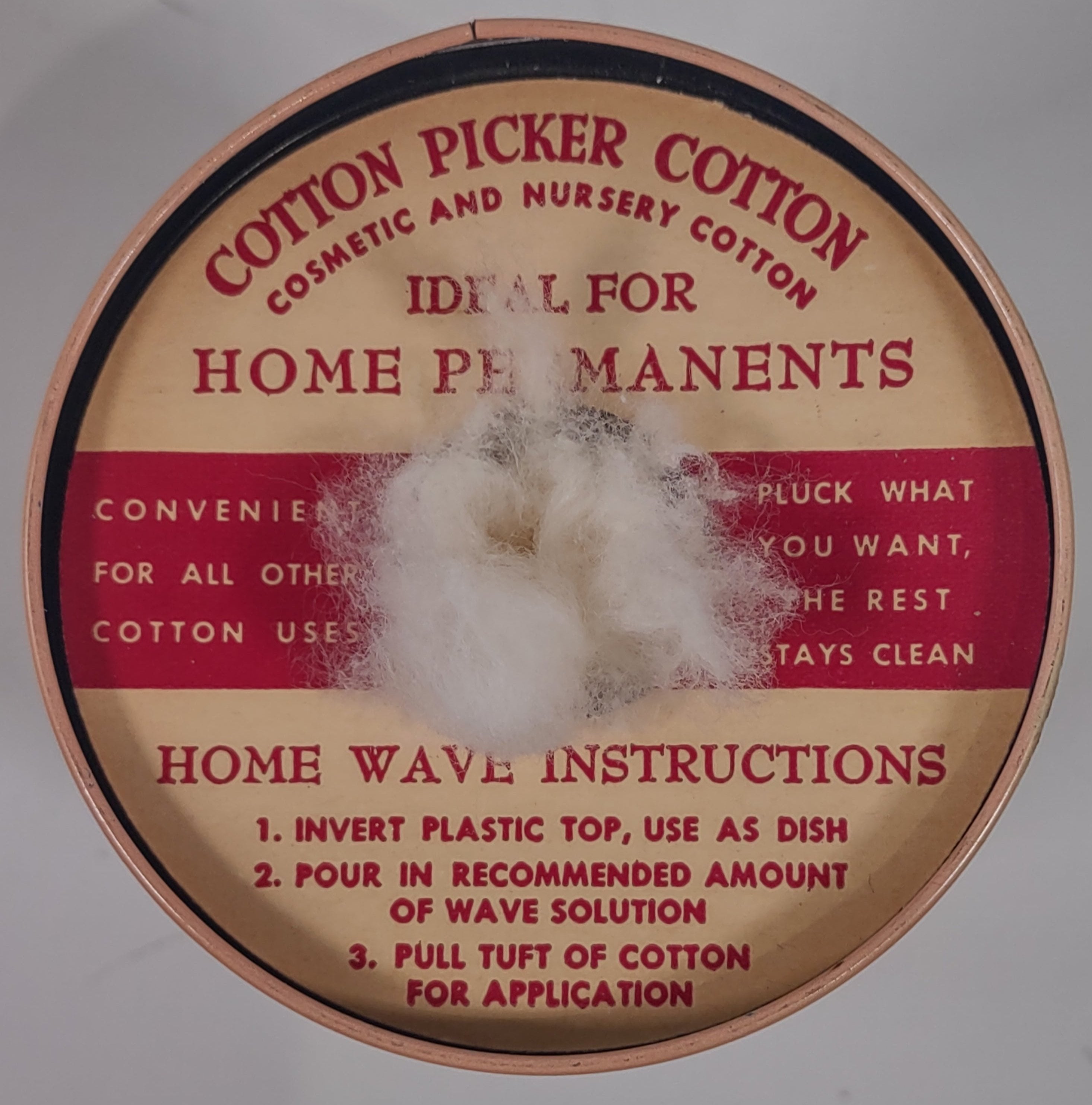 Vintage 1950s Curity Cotton Picker 6763, Tin Dispenser.