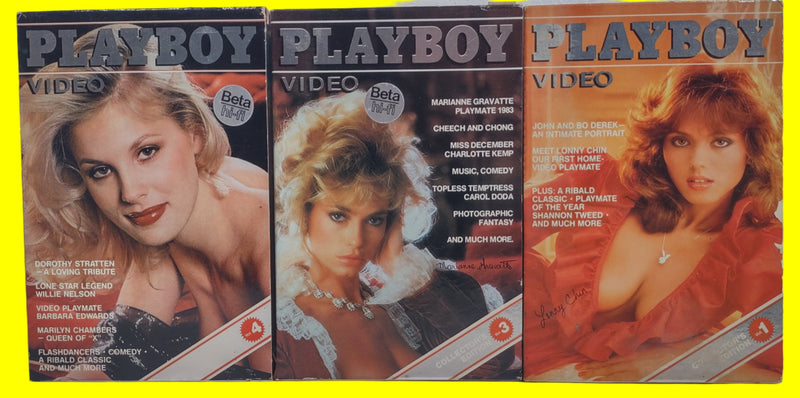 3 cassettes vidéo BETA, Playboy Video, Vol 1, 3, 4 Édition Collector. 1982 CBS FOX Video