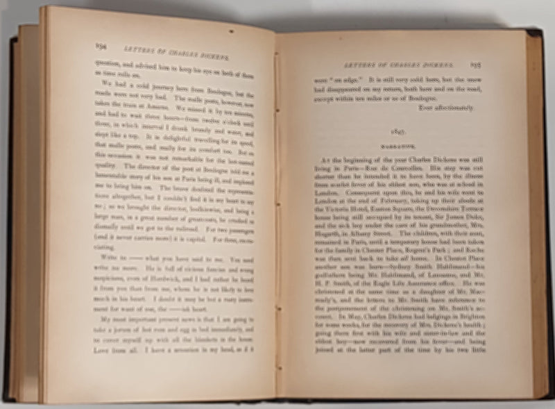 Lettres de Charles Dickens, coffret en 2 volumes. 1879