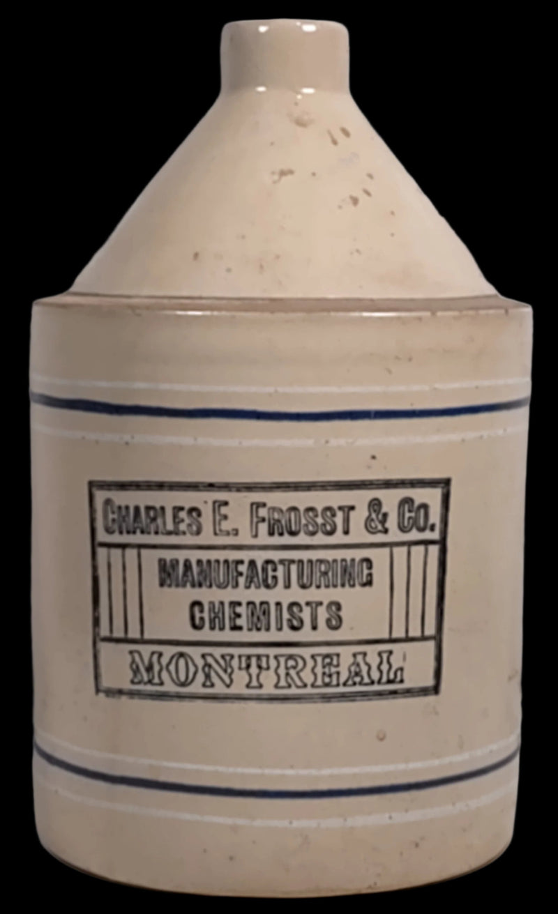 Antique Stoneware Jug Crock, Charles E. Frosst & Co. Chemists, Montreal