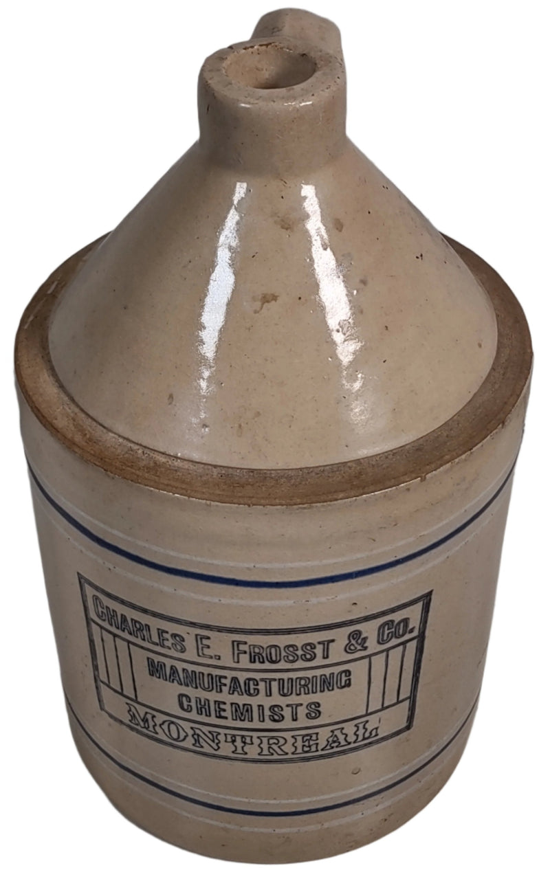 Antique Stoneware Jug Crock, Charles E. Frosst & Co. Chemists, Montreal