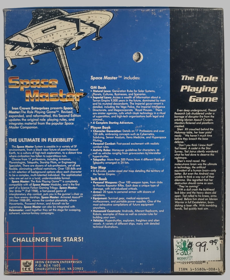 Jeu de rôle de science-fiction Space Master 1992, livret de règles ICE 9000