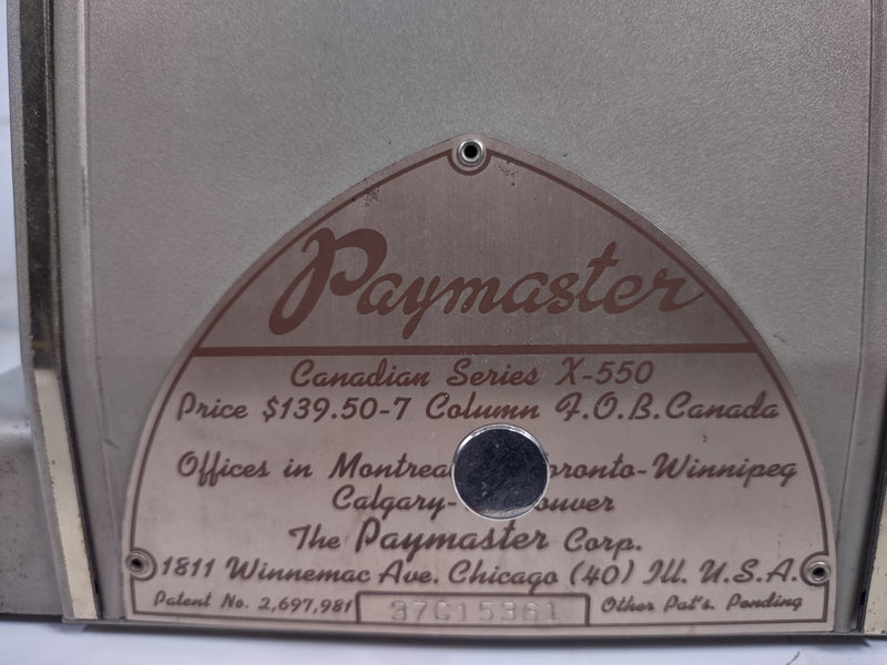 Vintage Paymaster, Series X550 Check Writer 7 Column, Check Writer