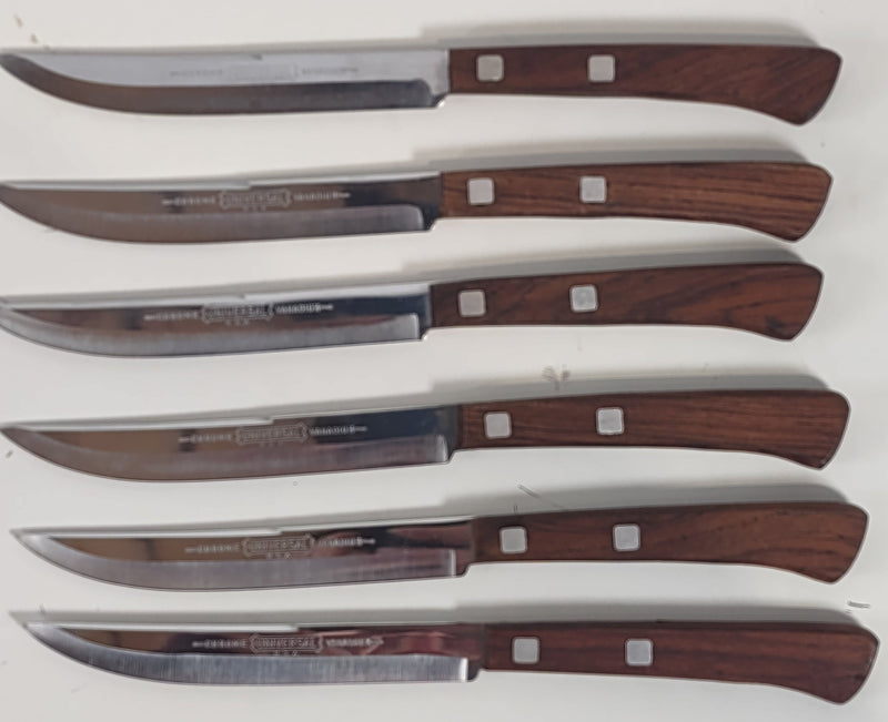 Set of 5 Steak Knives, 1950s Universal Vanadium Chrome , USA W/BOX