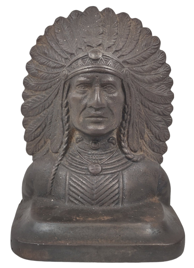 Antique Bronze Native American Chief Bookend - Only 1 Available