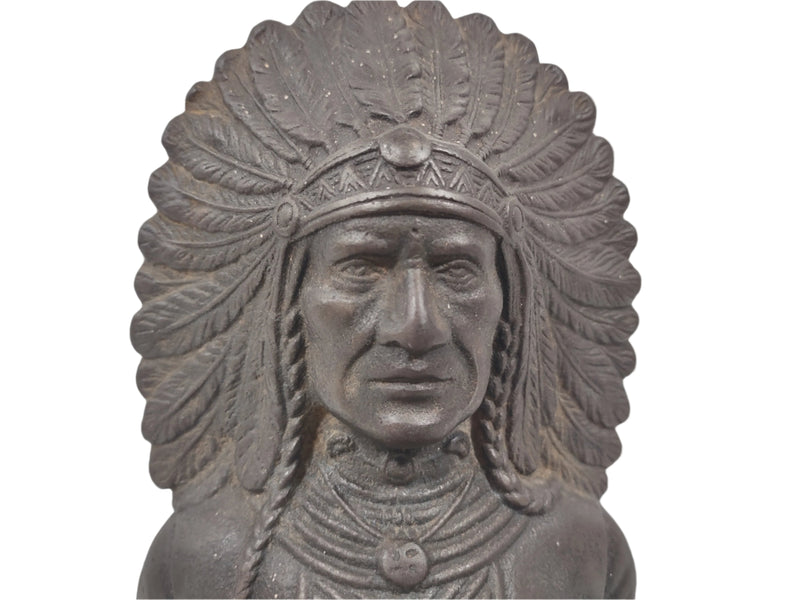 Antique Bronze Native American Chief Bookend - Only 1 Available