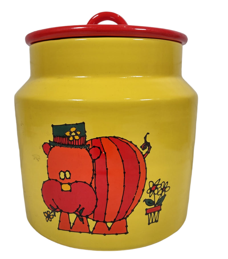 Haeger, Hippo Cookie Jar With Lid, Yellow w/Orange Hippopotamus