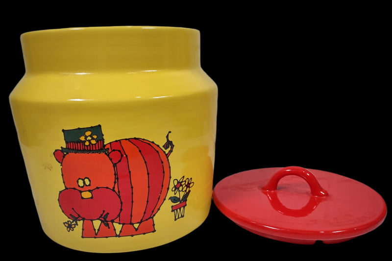 Haeger, Hippo Cookie Jar With Lid, Yellow w/Orange Hippopotamus