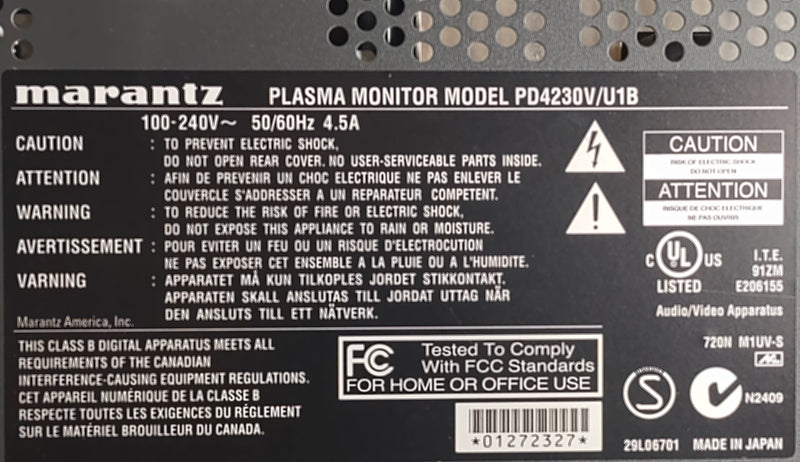 Vintage Marantz Plasma Monitor Model  PD4230V/U1B