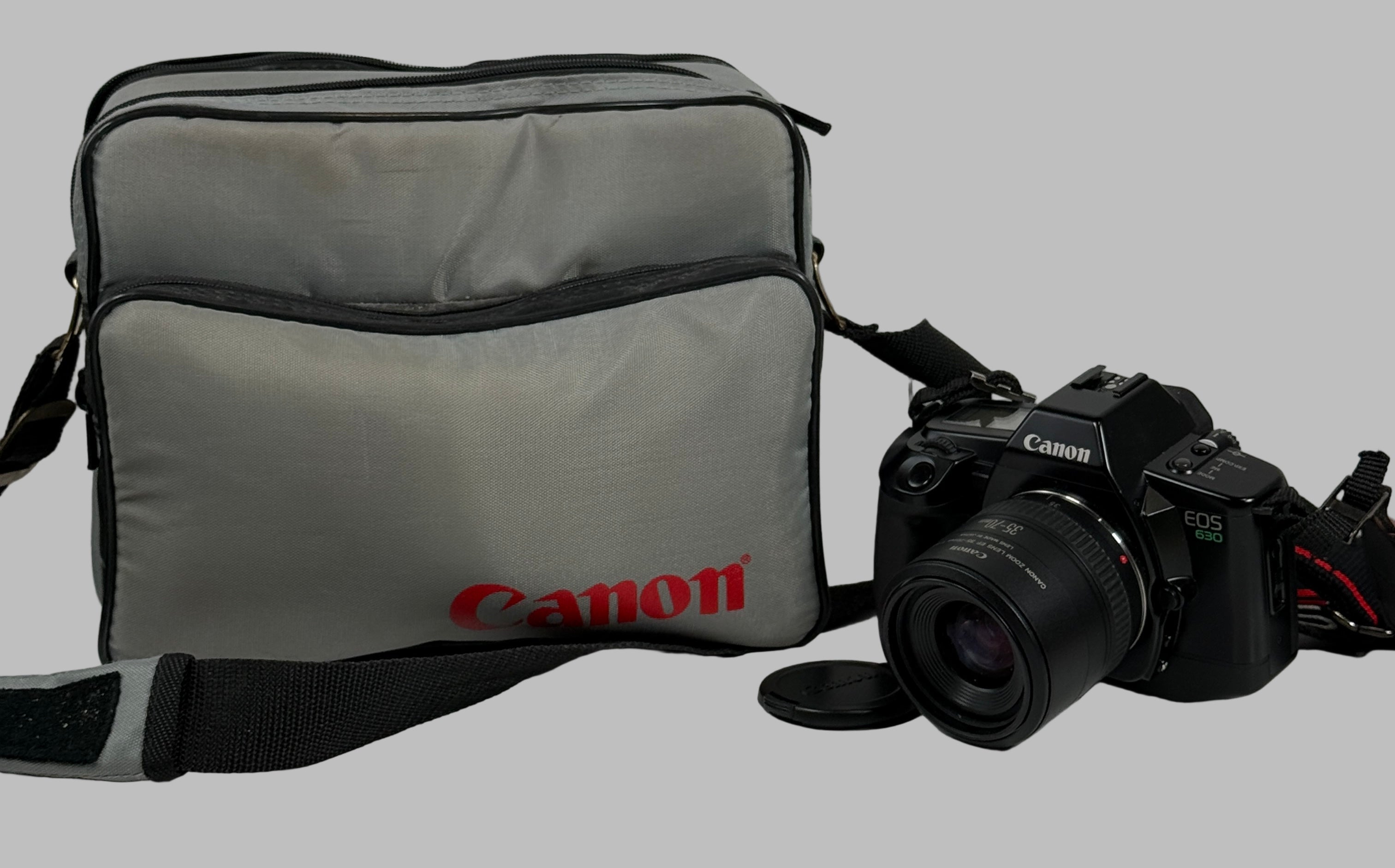 Canon EOS 630 35mm Film SLR Camera Kit – UNTESTED – W/ Lens, Bag, Strap & Accessories