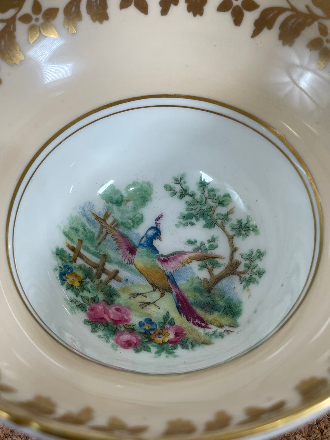 Vintage Foley 1850 EB England Porcelain Tea Cup and Saucer with Gold Accents