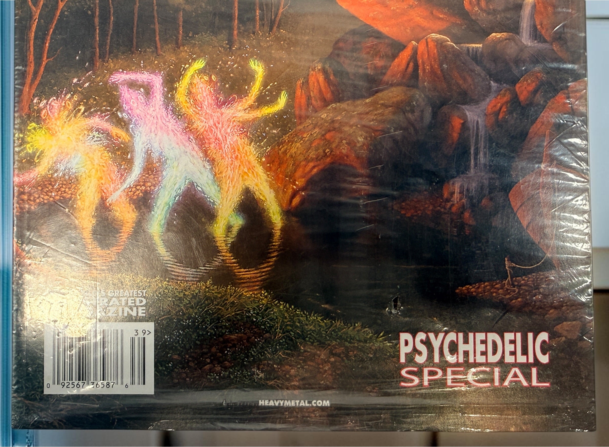 Heavy Metal Magazine #292 Psychedelic Special, 2019, featuring Adrian Cox cover art. Sealed collectible issue with Morrison, Bilal, Corben and more.