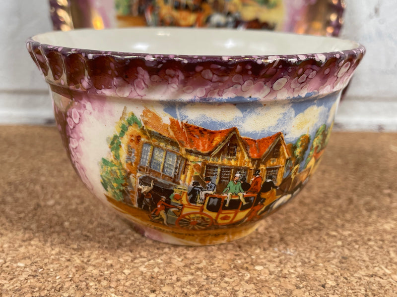 Gray's Pottery - 'Dicken's Days' - Purple Lustre Teacup and Saucer