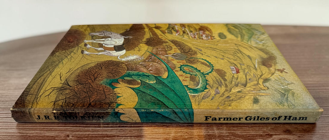 Discover Tolkien’s Farmer Giles of Ham, a 1976 illustrated hardcover with Pauline Baynes artwork. Vintage fantasy from George Allen &amp; Unwin.